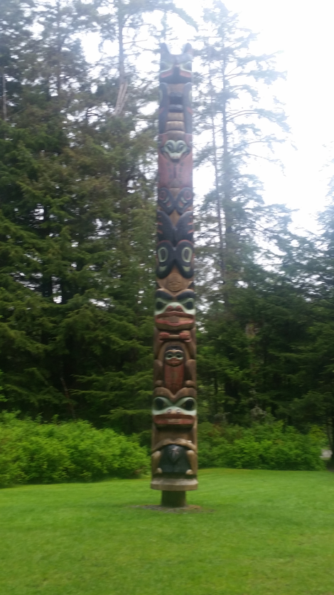The Totem poles in Sitka are also Horizontal apparently.
